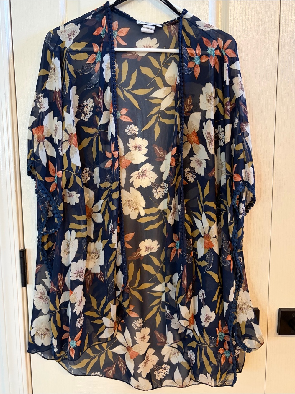 Emory Park Navy Floral Sheer Kimono Cardigan